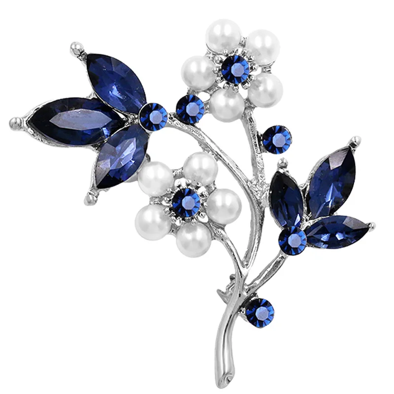 

Exquisite Temperament Blue Crystal Brooch Physiology Coniferous Women'S Brooch