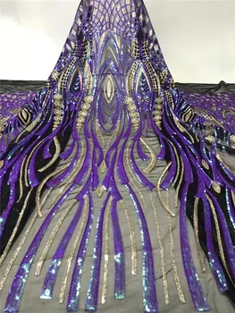 

Factory offers 2019 High Quality African Sequince Fabrics Nigerian Embroidered Mesh Net Lace Fabric for Evening Dresses NX68fr