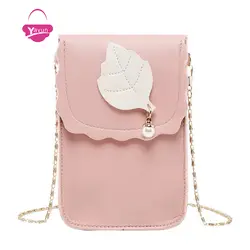 2019 новая цепь Мобильный телефон сумка летняя мода сумка девушка дикий прилив сумка лист жемчуг кулон женская сумка