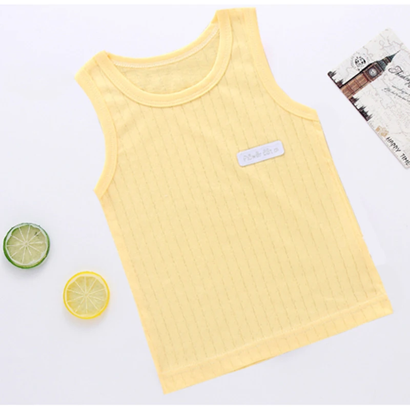 Детские футболки летняя детская блузка без рукавов из хлопка для девочек Одежда для новорожденных на день рождения - Цвет: yellow