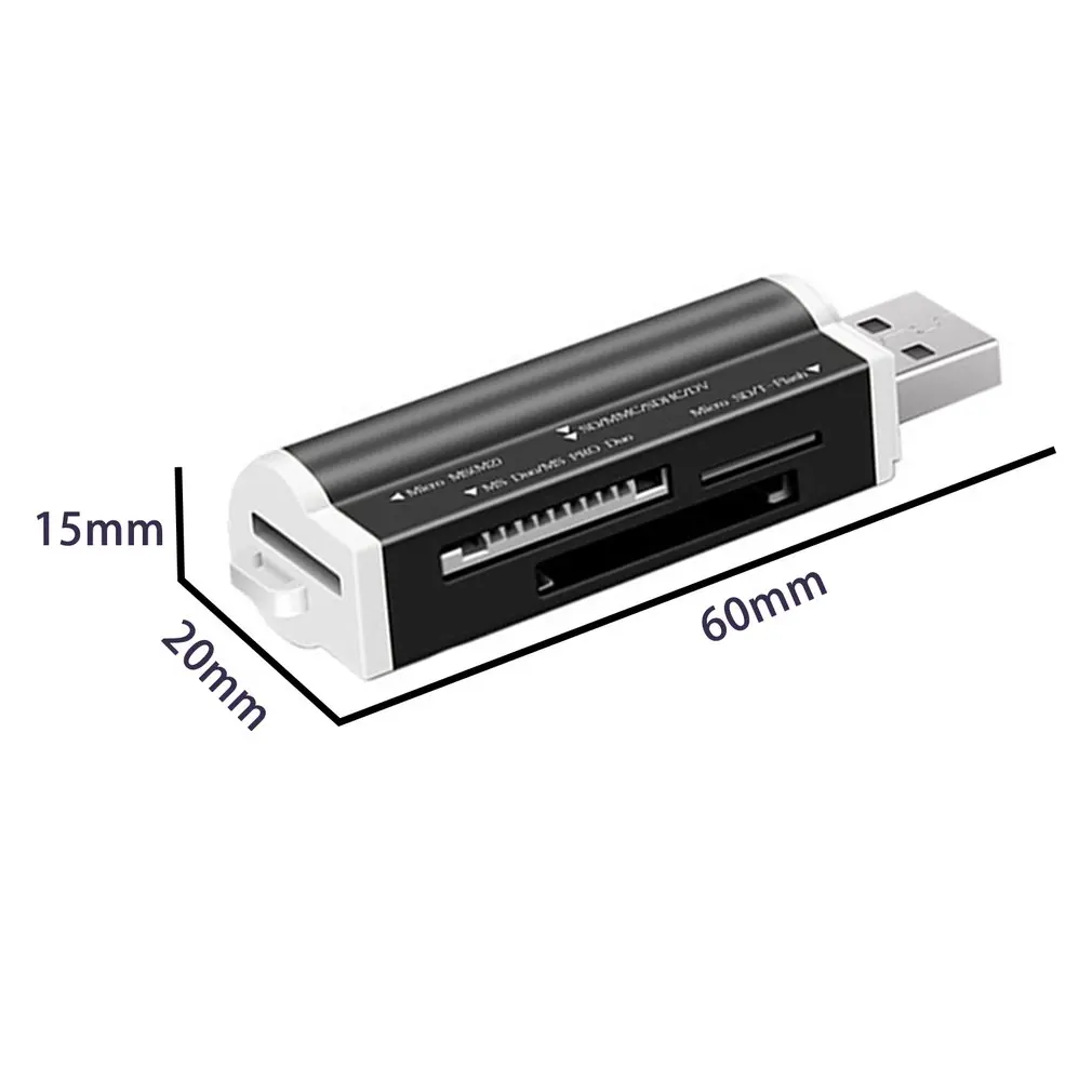 USB Card Reader Multi памяти Универсальный легче Форма для TF Micro SD MMC SDHC M2 Memory Stick MS Duo RS-MMC