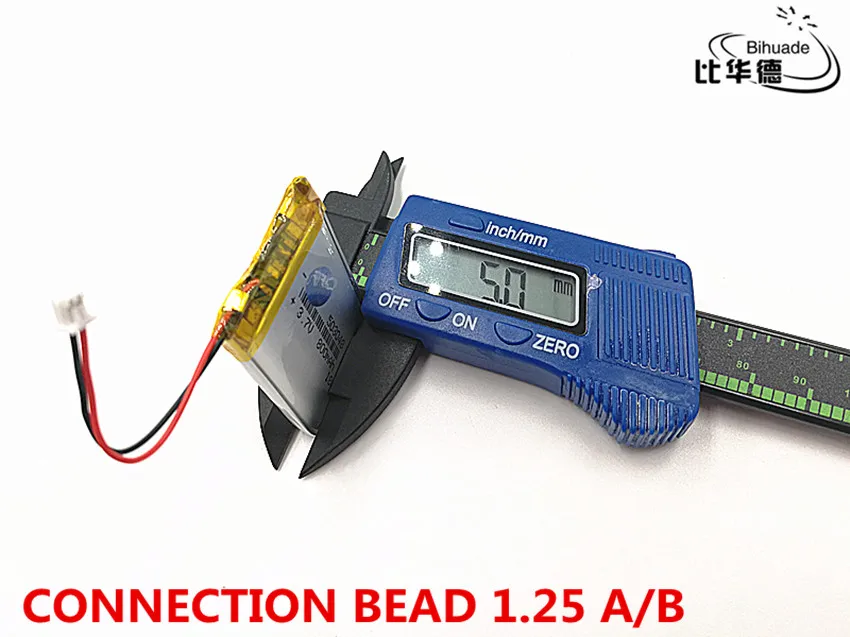 10 шт./лот Соединительная бусинка 1,25 A/B 3,7 V 800 mAH 503048 полимерная литий-ионный/литий-ионный Перезаряжаемые аккумулятор для DVR, gps, mp3, mp4