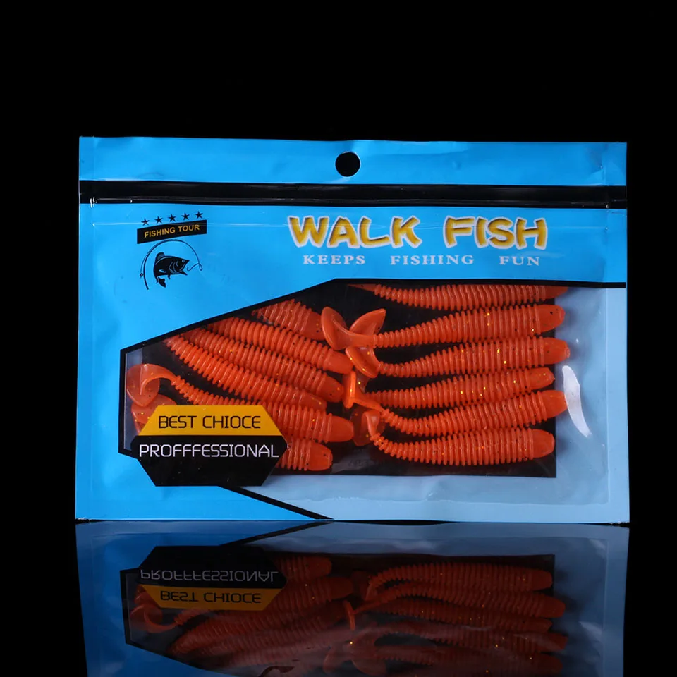 WALK FISH Мягкая приманка червь с Т образным хвостом 12 шт./лот 7 см 2 г силиконовые