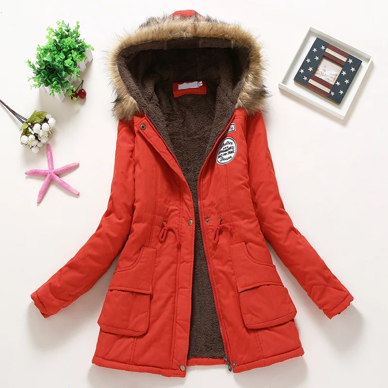 2019 Women Overcoat 2019 Winter Warm Hooded Coat Pockets Long Slim Faux Fur Winter Jacket