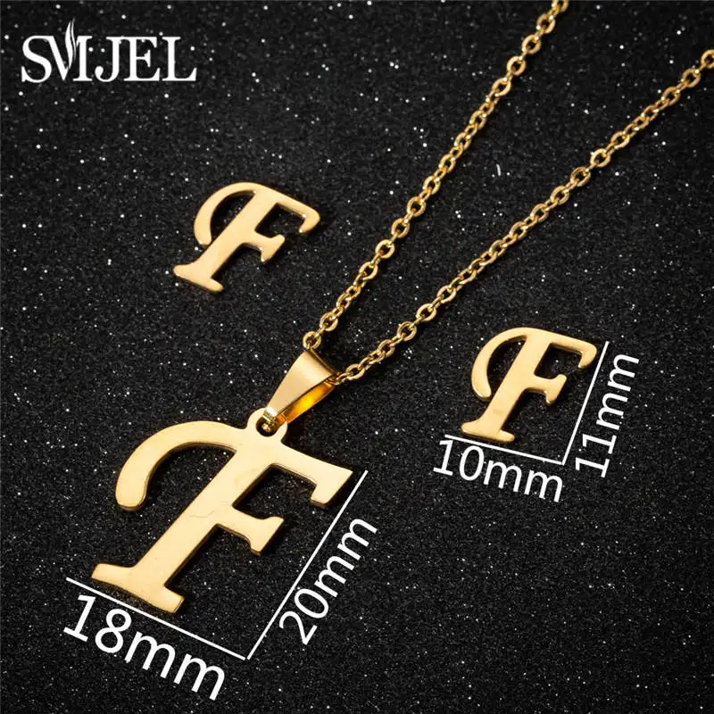 SMJEL, заказное A-Z ожерелье с подвеской в виде буквы алфавита, Золотая цепочка, оригинальное ожерелье с подвеской для женщин, ювелирные изделия - Окраска металла: F