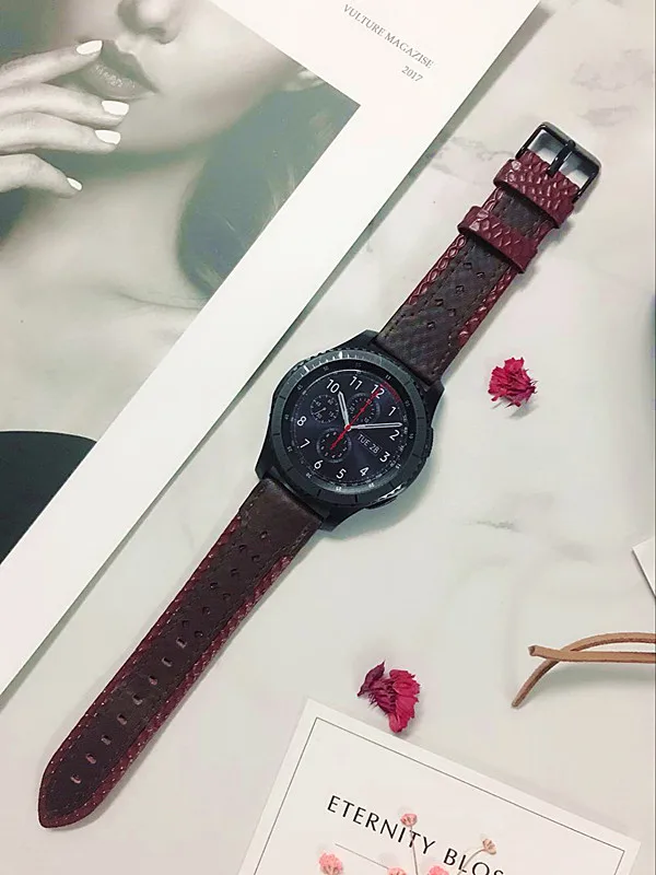 22 20 мм кожаный ремешок для samsung Шестерни спортивные S2 S3 классический Frontier galaxy watch 42 46 мм Длина браслета huami amazfit bip Pebble Time ремешок