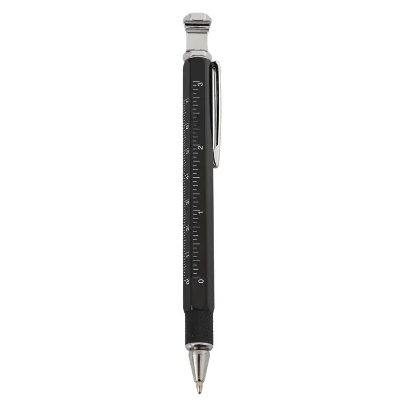 Novel Multifunctional Screwdriver Ballpoint Pen Phone Bracket Level Pens - Цвет: Black