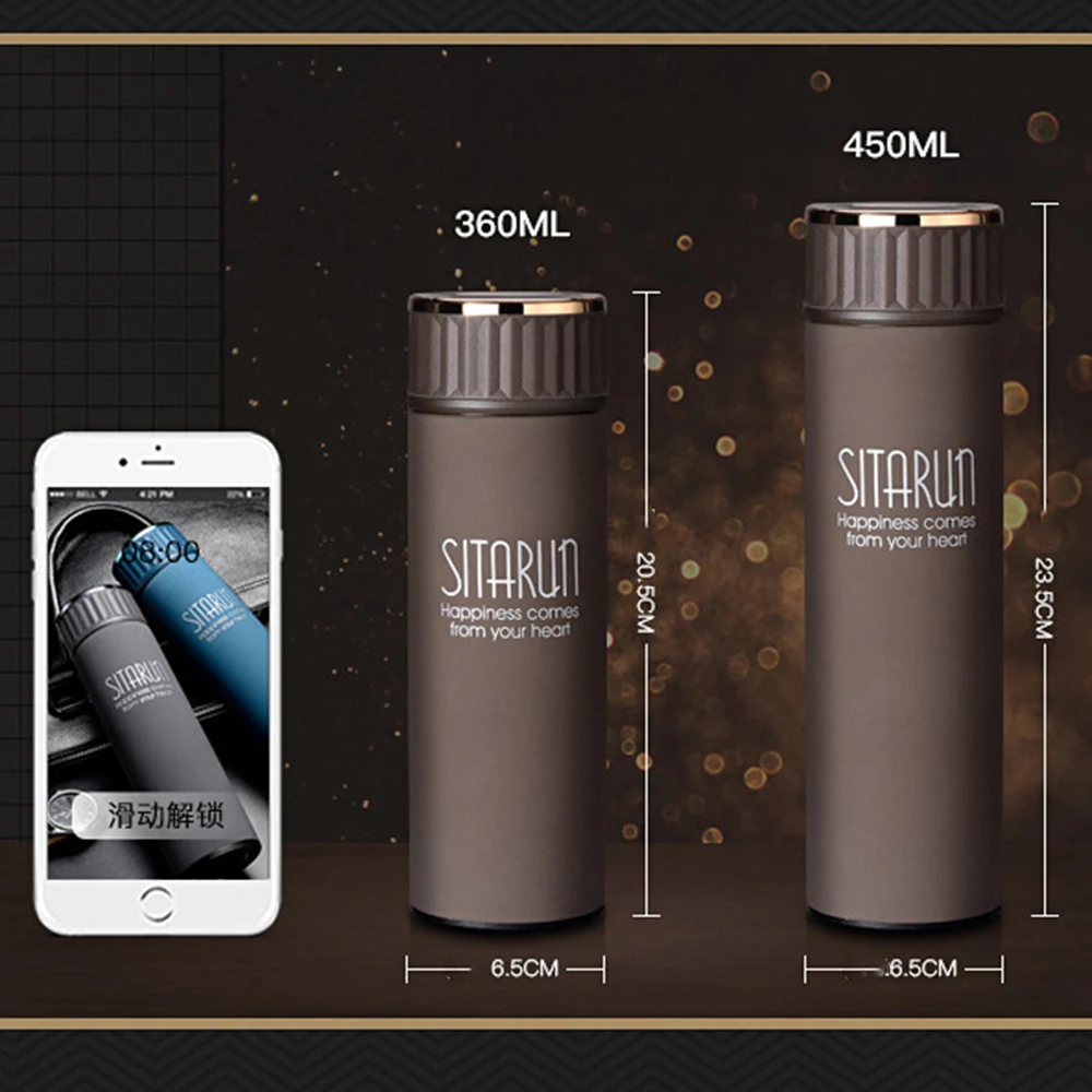 

304 Stainless Steel Ice Water Bottle Heating Cup Portable Business Vacuum Flask Cup with Filter Coffee Thermos Insulated Bottle