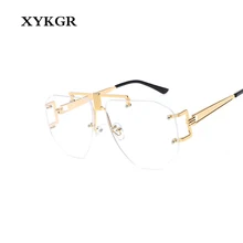XYKGR new frameless polygon sunglasses ladies fashion transparent lens sunglasses ladies brand designer red lens sunglassesUV400 XYKGR new frameless polygon sunglasses ladies fashion transparent lens sunglasses ladies brand designer red lens sunglassesUV400