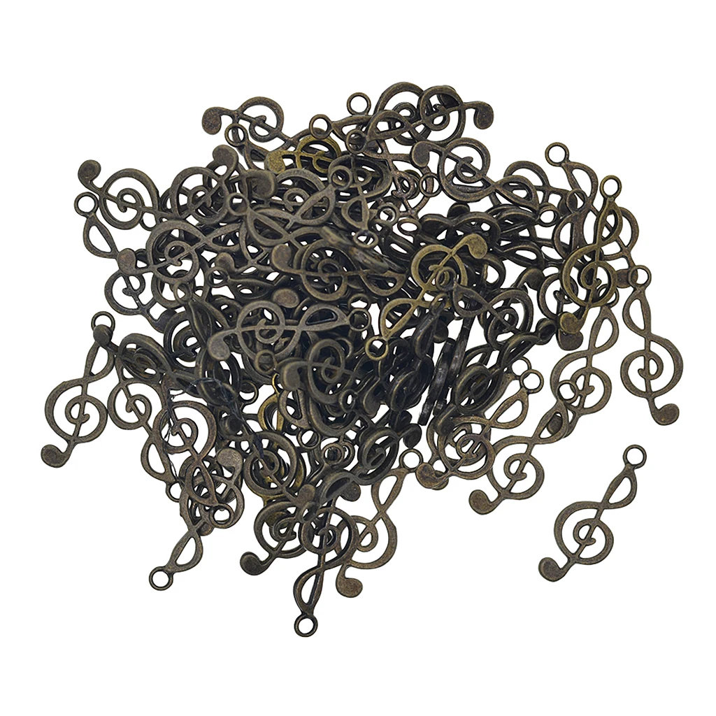 

50pcs Charms Musical Note 26*10mm Antique Bronze Plated Pendants Vinatge Jewelry Making DIY Handmade Craft Findings Accessories