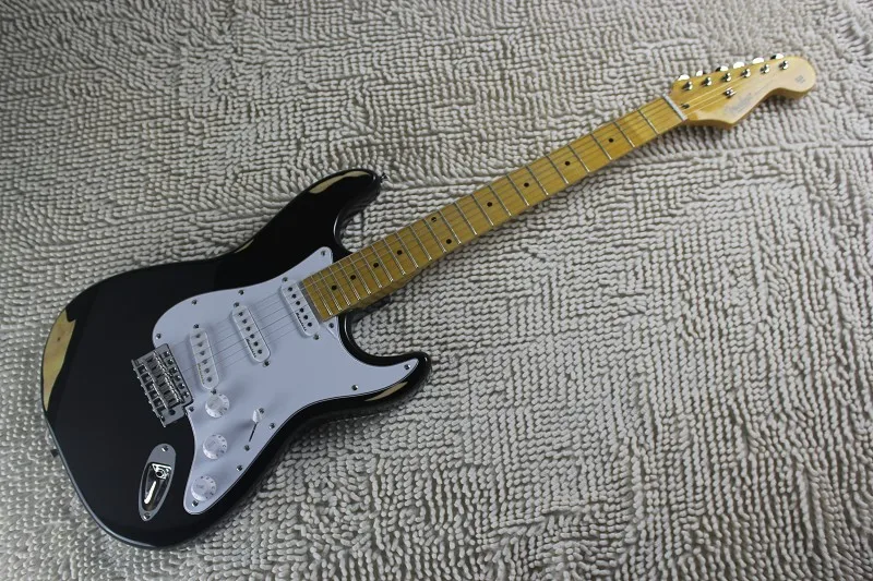 Factory HOT wholesale Custom Body White Pearl Guard Board F ST SSS pickup Clapton Signature black Electric Guitar 14-4-1 | Спорт и