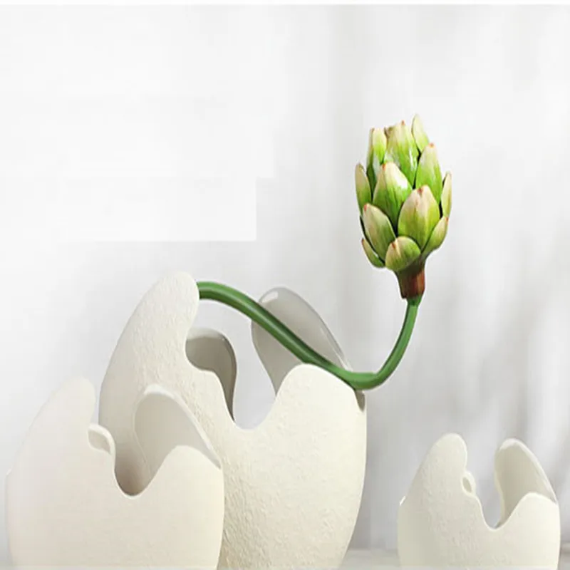 Творческие керамика ваза белый яичной скорлупы Стиль цветочный горшок украшения дома украшения офиса 1 шт