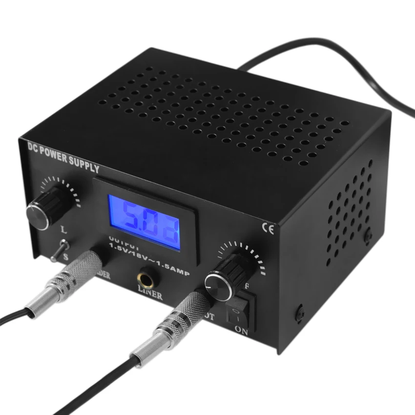 Billige Tattoo Netzteil Shader Liner Permanent Make Up Körper Kunst Dual Digital LCD für Tattoo Maschine Gun Fuß Pedal Tattoo Versorgung werkzeug