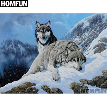 

HOMFUN Full Square/Round Drill 5D DIY Diamond Painting "Snow Wolf" Embroidery Cross Stitch 5D Home Decor Gift A01308