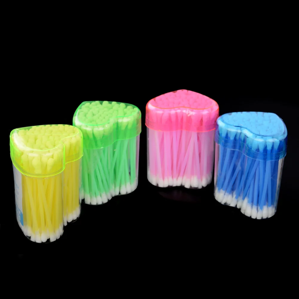 100pcs Disposable Double-head Tip Swab Cotton Buds Makeup Cosmetic Remover Cotton Swabs Buds for Beauty Makeup Nose Ears Cleaner