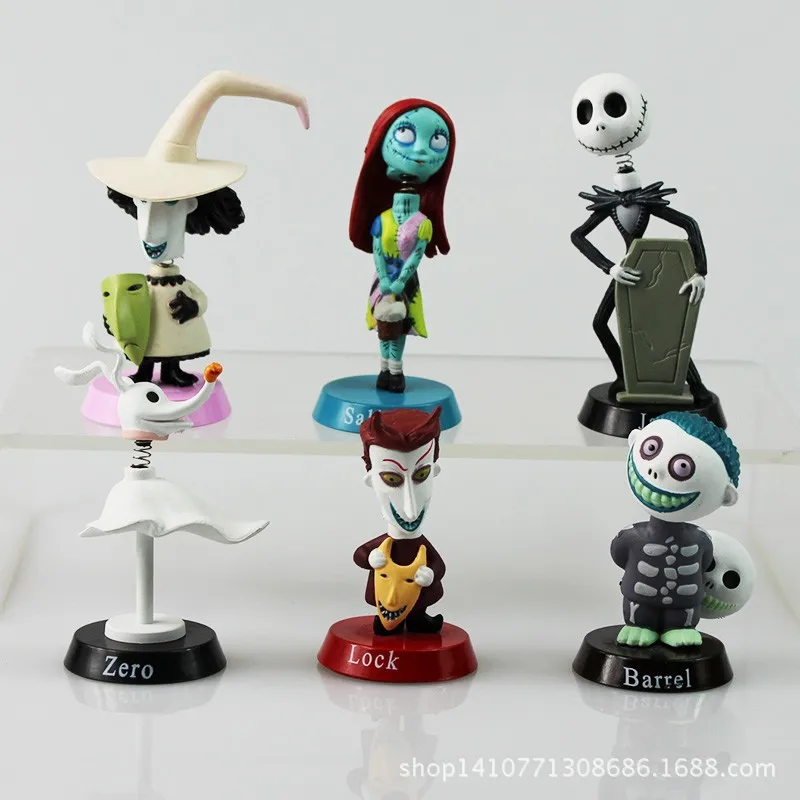 

6pcs/lot Nightmare Before Christmas Jack Skellington Tim Burton Moving Action Figure Collection Toys Baby Doll Car Decor friend