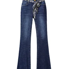 Женские джинсы с высокой талией, джинсовые штаны, весенние женские повседневные широкие брюки, Удобные расклешенные брюки