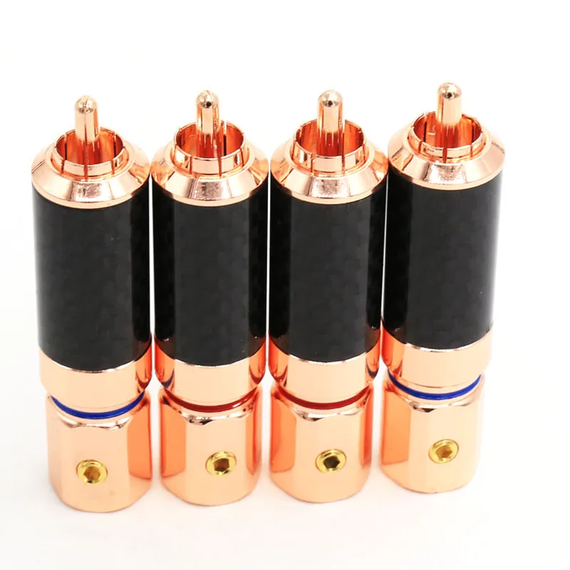 

Free shipping 8pcs Rose Gold Plated RCA Audio Plug Connector Screw Locking RCA Plug