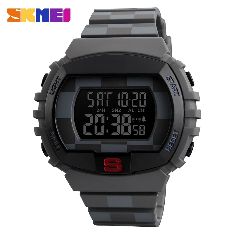 SKMEI мужские уличные спортивные часы, военные электронные часы 50 м, водонепроницаемые цифровые наручные часы, мужские часы, Relogio Masculino 1304 - Цвет: Gray