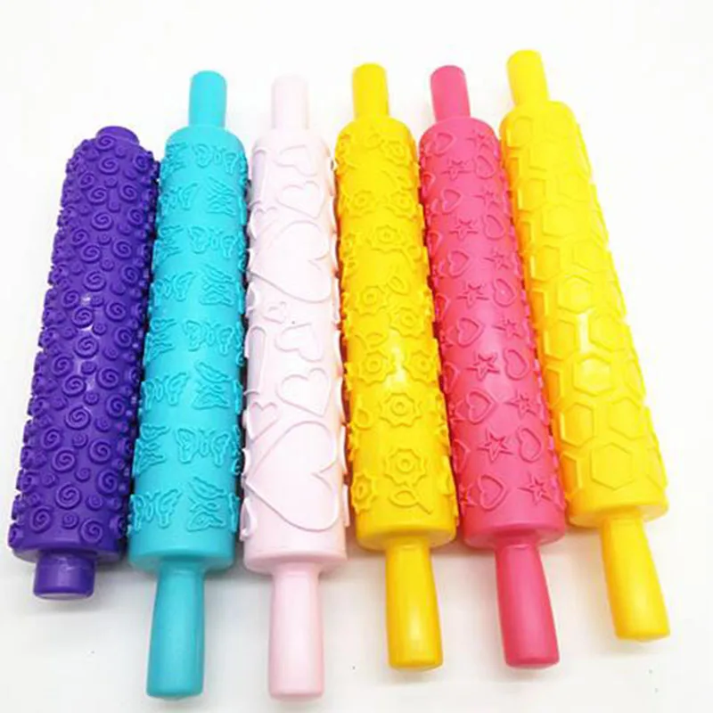 

13 Types Flower Textured Embossing Rolling Pin Transparent Embossing Beautiful Design Fondant Sugar Craft DIY Cake Decor