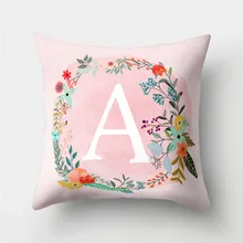 Милый мультяшный Чехол на подушку, набор розовых подушек с английскими буквами и цветочным принтом для девочек, наволочка для автомобиля, украшение дома на заказ