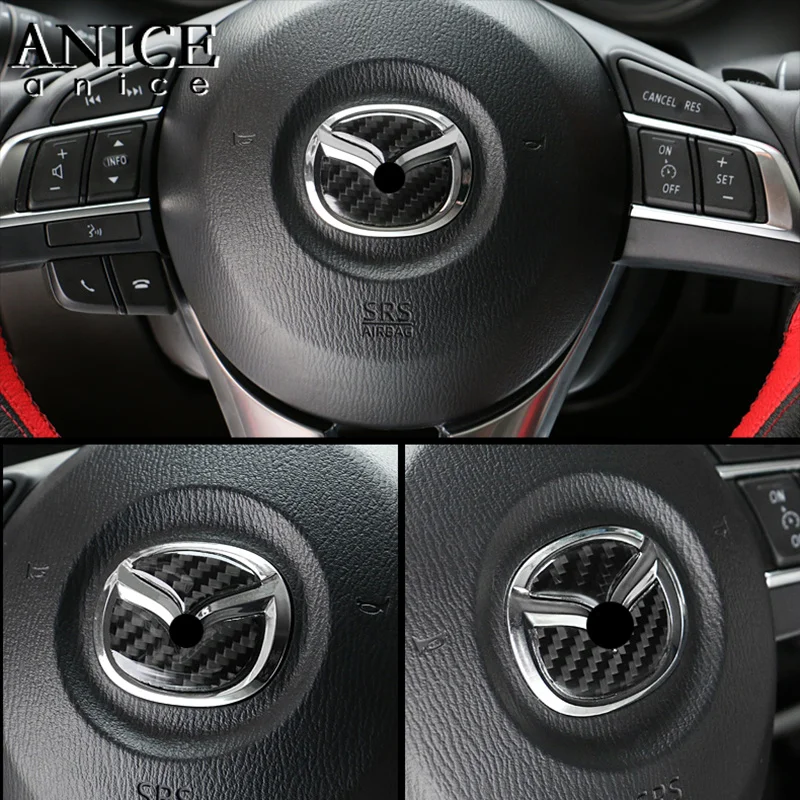 Чехол для руля из углеродного волокна с логотипом Mazda3 MAZDA6 mazda2|Наклейки салона