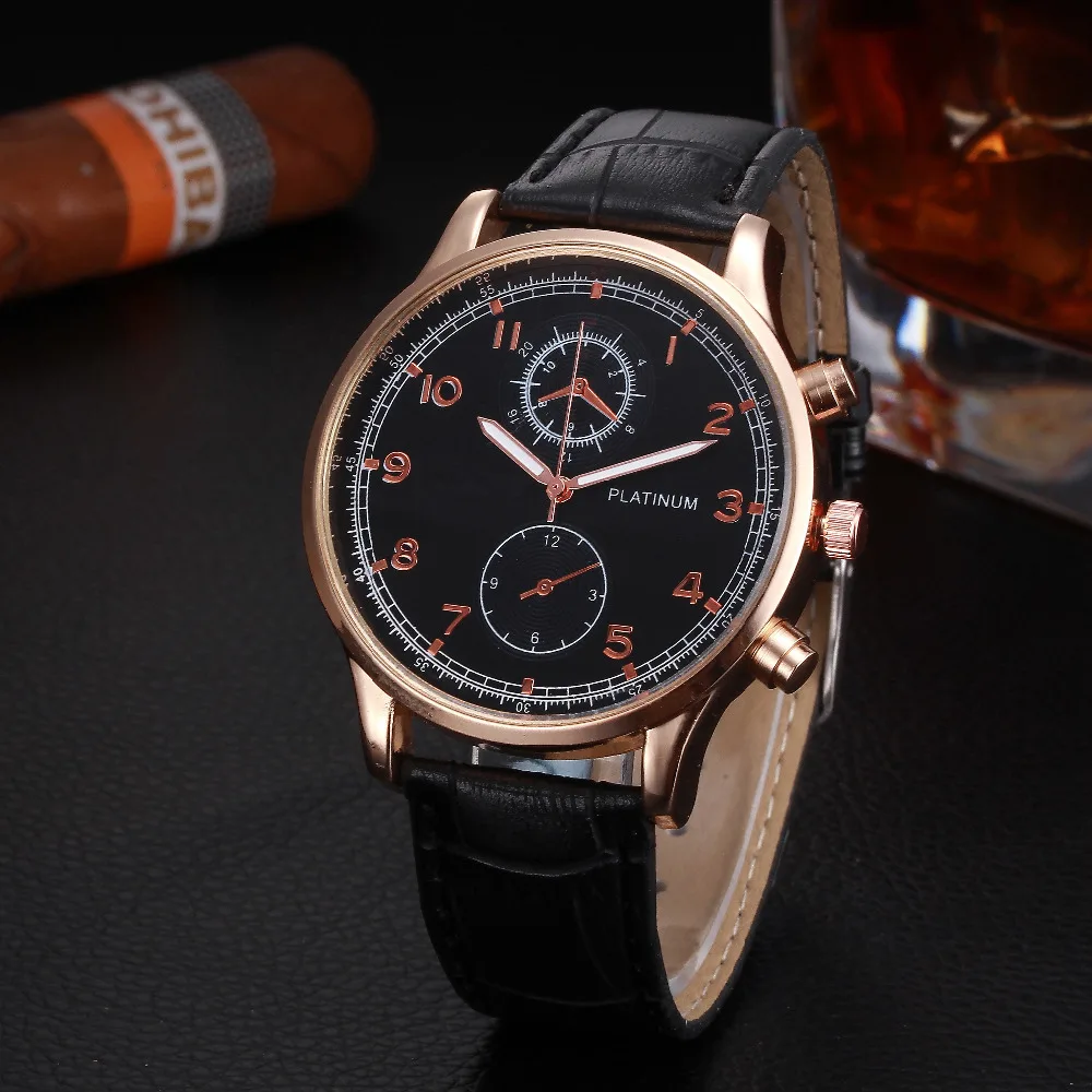 

2017 Newly Men's Watch Mens Retro Design Leather Band Analog Alloy Quartz Wrist Watch Top Gifts Free Shipping M8