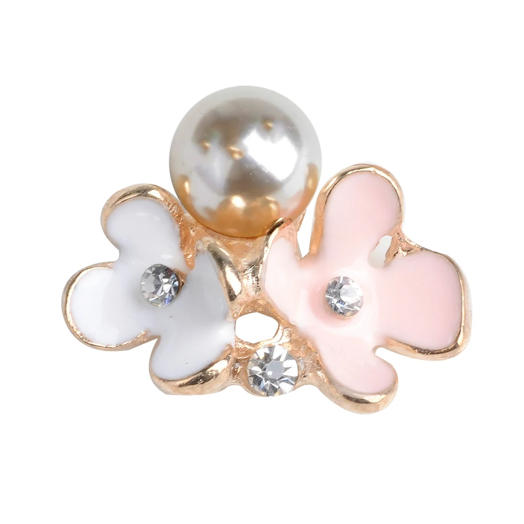10X Pearl Flowers Buttons Flatback Embellishment for Wedding Bouquet Making Card Dress Decor DIY Headband Hair Bow Accessories