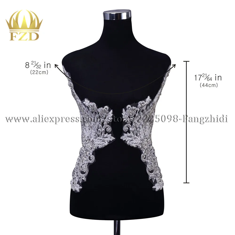 

FZD 1 Pair Rhinestone Bridal Beaded Wedding Dress Applique,Hand Made with Beautiful Rhinestone,Pearl Beaded Applique Decor