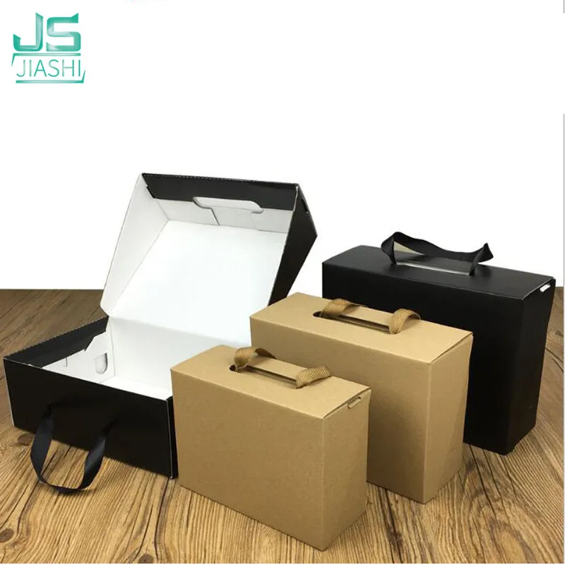 

Environmentally Friendly Kraft Paper Gift Box Black/Yellow Foldable Custom Logo Carton Packaging Box Suitable For Clothes Shoes
