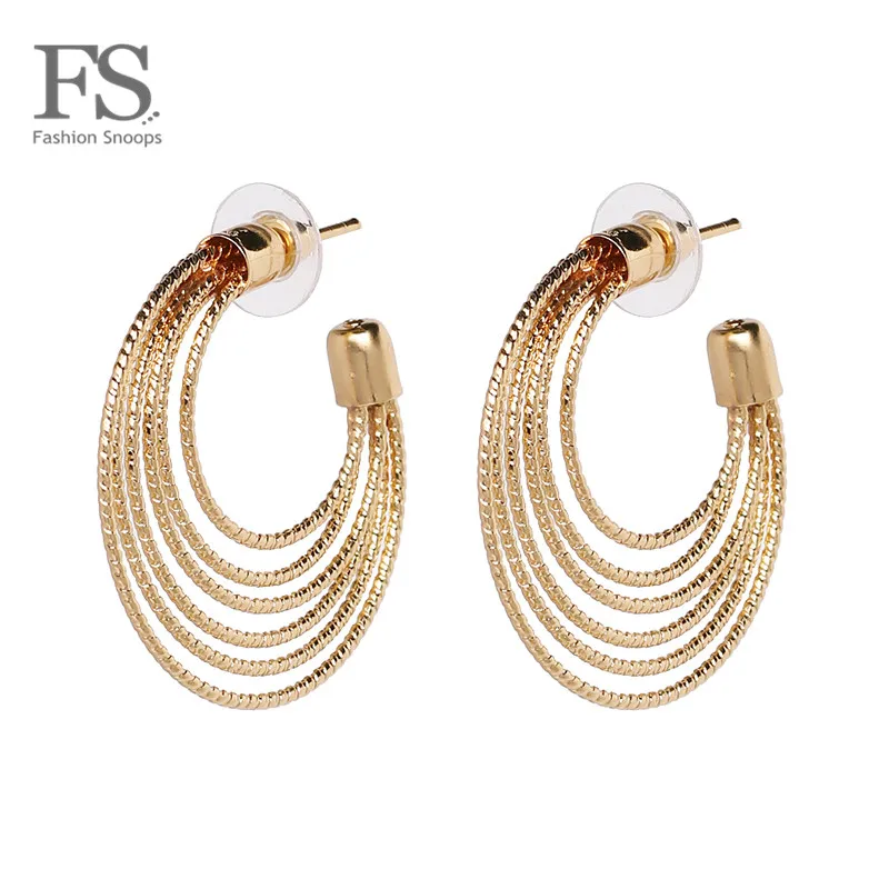 

FASHIONSNOOPS Vintage Earrings For Women Gold Color Geometric Statement Earring 2018 Metal Stud Hanging Fashion Jewelry Hot Sale