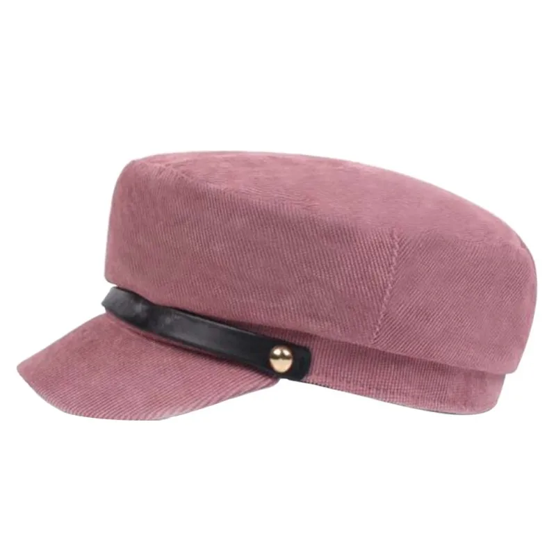 Зимние шапки, Женская Зимняя кепка шерстяная шапка, Женская Бейсболка с пуговицами, солнцезащитный козырек, черная Осенняя шапка