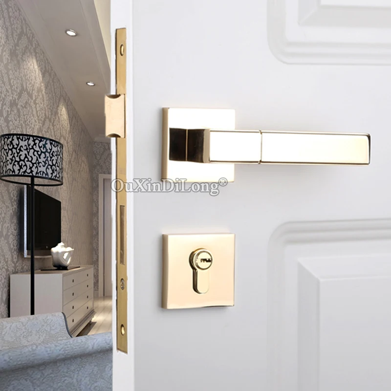  Luxury European Mute Mortise Door Lock Set Interior Living Room Bedroom Bathroom Silent Split Door  - 33013980701