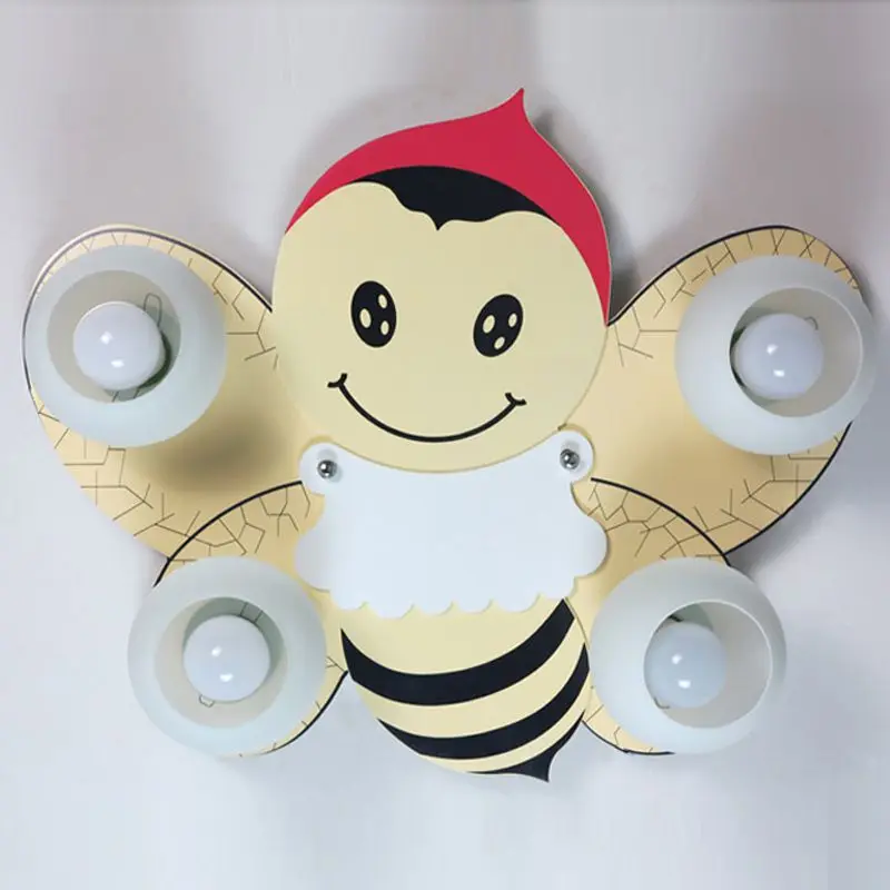 

Kid's Room Cartoon Wooden Bee Ceiling Lamp Creative Baby Room Ceiling Lamps Boy Girl Room Ceiling Light Fixture