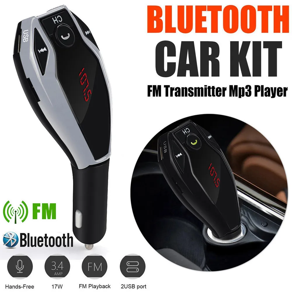

Stereo Bluetooth And Technology Wireless Bluetooth FM Transmitter Modulator Car Kit MP3 Player Dual USB Charger #WL1