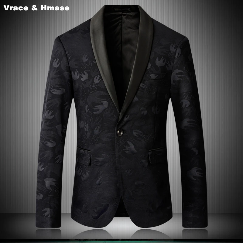 Chinese style dark pattern printing fashion slim handsome blazer ...