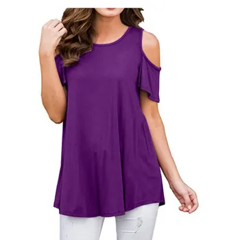 

2018 Women Off Shoulder Short Sleeve Blouses Solid Chiffon Shirts Casual Ladies Clothing Female Blusas Women Tops