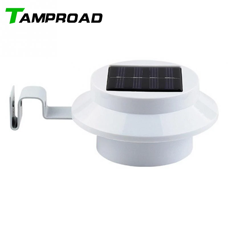 

TAMPROAD 3 LEDs Solar Lamp Powered Porch Yard LED Light Gutter Fence Backyard Lights Wall Lamps White Warm Outdoor Lighting