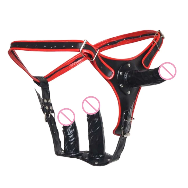 Strap On Detachable Three Dildos Strapon Penis Harness Adjustable Lesbian Strapon Dick Anal Plug Sex Toys for Woman Sex Products