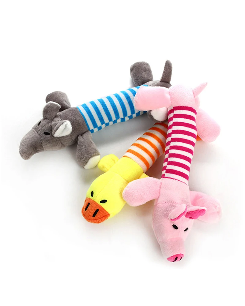 DRESSPET Pet Dog Toys Squeak Interactive piggy elephant duck Funny Plush Chew Toys For Small Dogs Puppy 101 (9)