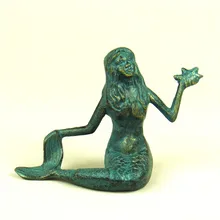 Античный металла Русалка Скульптура чугун море-горничной фигурка сказка орнамент Craft для украшения дома и фестиваль представит