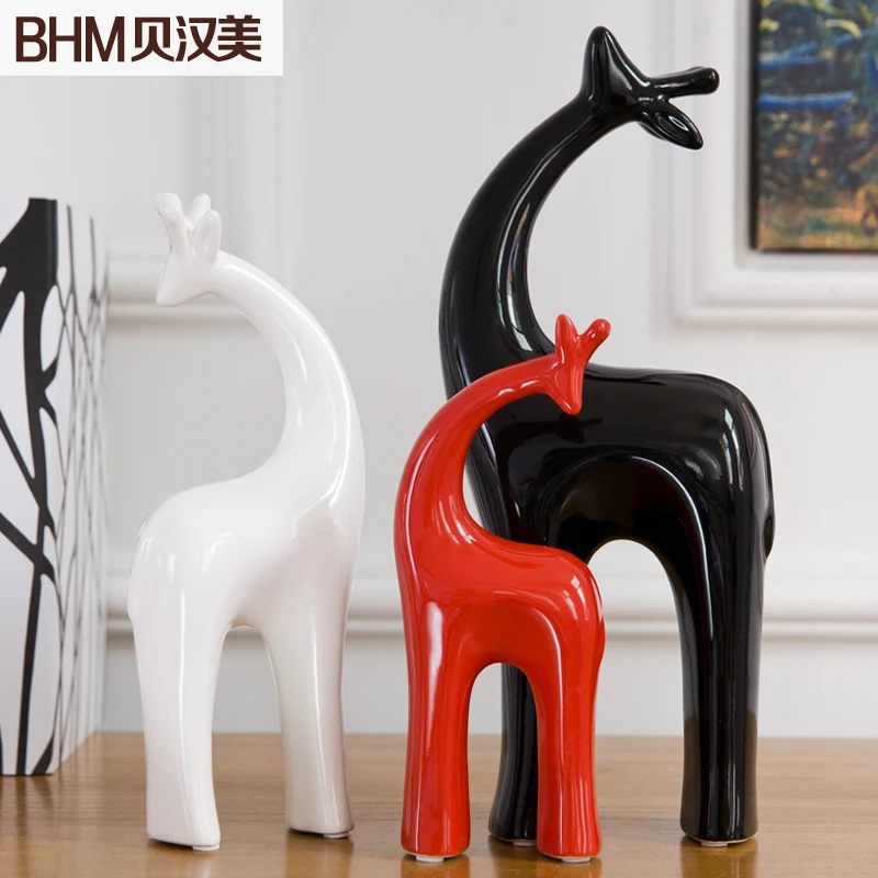 ceramic family deer home decor crafts room decoration ceramic