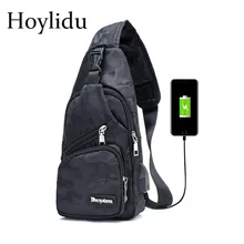 Камуфляжная холщовая нагрудная сумка мужская Водонепроницаемая usb зарядка через плечо сумки через плечо Повседневная мужская Противоугонная дорожная мини нагрудная сумка