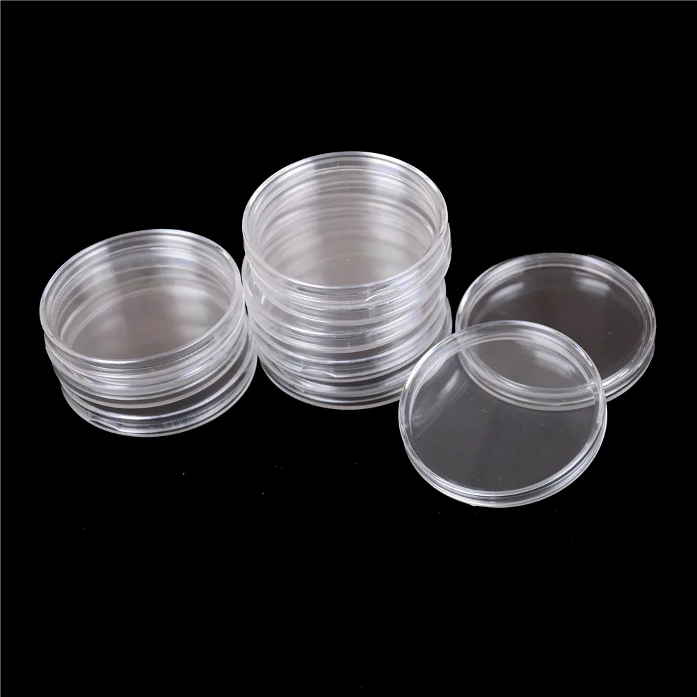 

10Pcs/set Coin Capsules 50mm Applied Clear Holder Round Plastic Storage Cases Collection Display