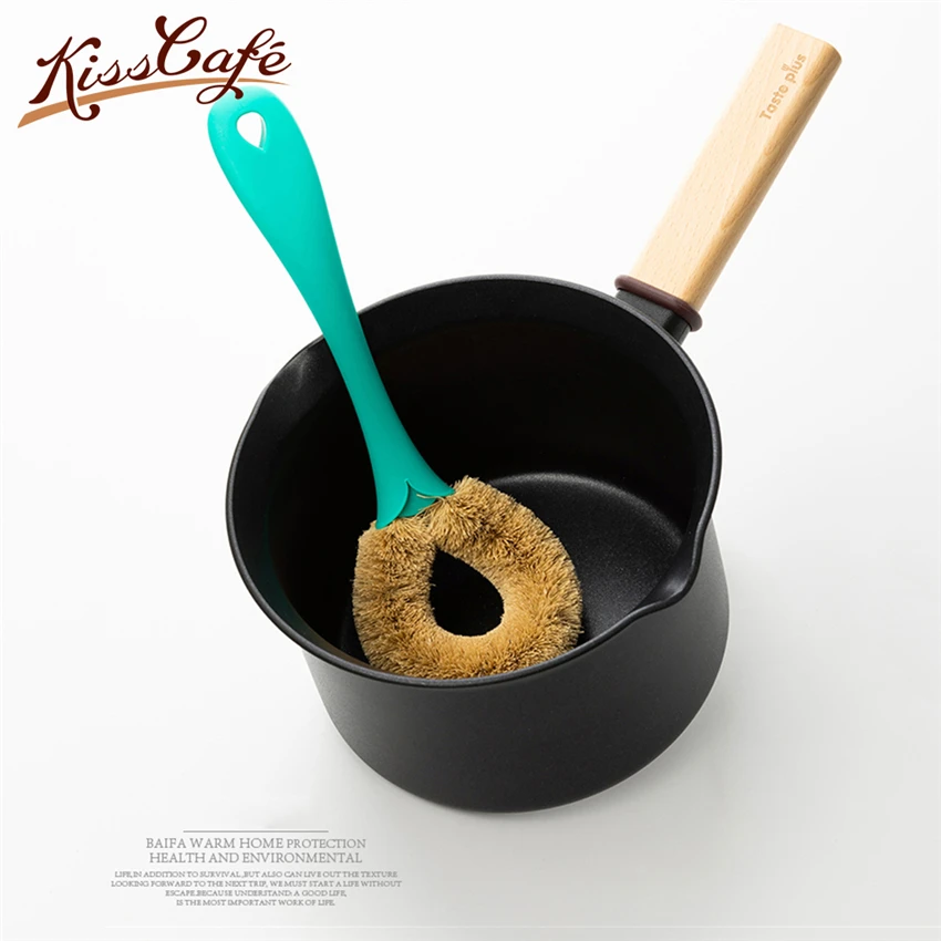 

Coconut palm Brush Long Handle Pan Pot Brush Dish Bowl Washing Cleaning Brush Household Kitchen Cleaning Decontamination Tools