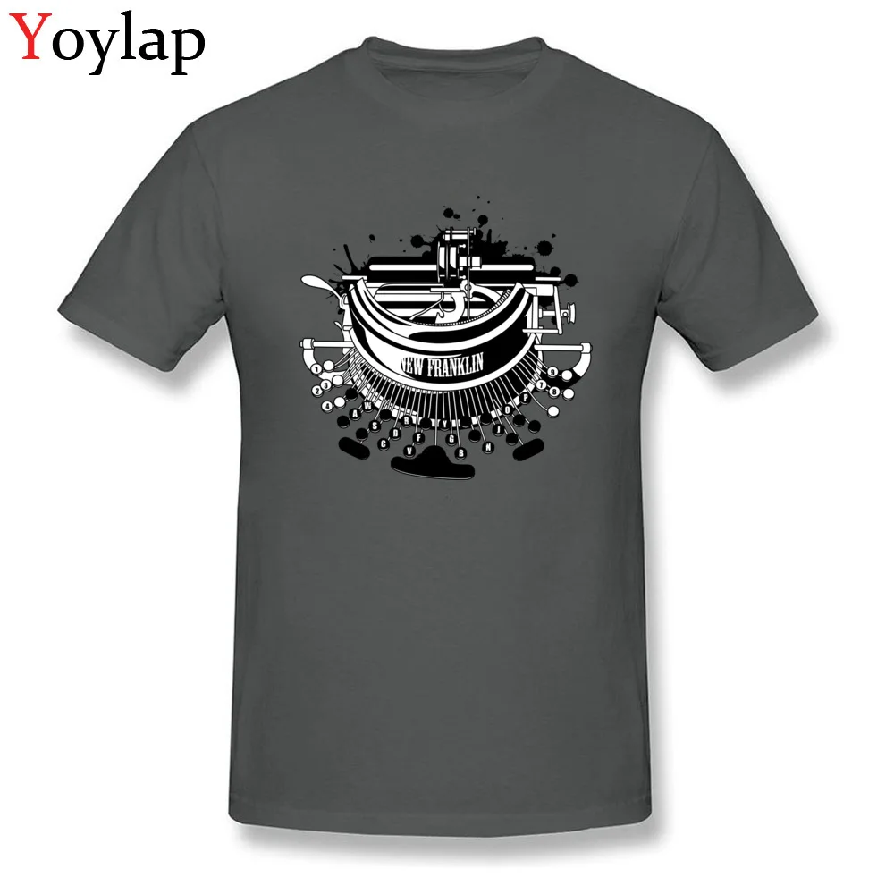 Printing Adult Steampunk typewriter T Shirt Plain Summer Autumn Short Sleeve Crewneck 100% Cotton Tops Shirts Leisure Tee Shirts carbon