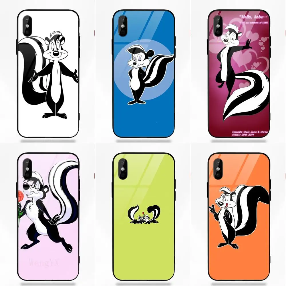 Мягкие ТПУ оправа закаленное стекло телефон Капа мультфильм Looney Tunes Pepe Le Pew для Apple