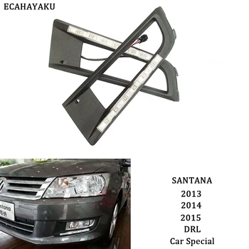 

ECAHAYAKU Super bright Waterproof car light DRL LED Daytime Running Lights fog lamp hole For volkswagen santana 2013 2014 2015