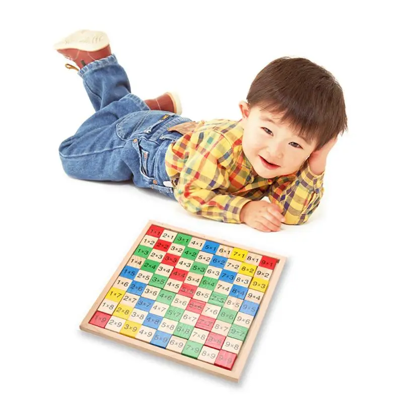 

Math Dominoes Toy Children Educational Kids Wooden Math Toys Double Side Multiplication Table Pattern Printed Board