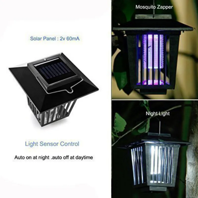 LED Solar Mosquitoes Fly Pests Reject Control Energy Pest Lights Trap